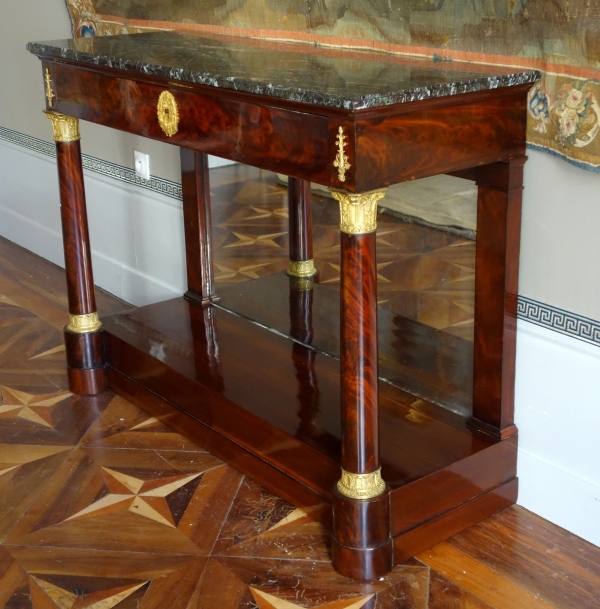 Large Empire mahogany and ormolu console in the taste of Jacob Desmalter