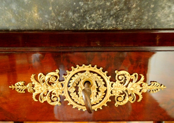 Mahogany & ormolu console, mercury mirror, French Empire period - early 19th century circa 1810