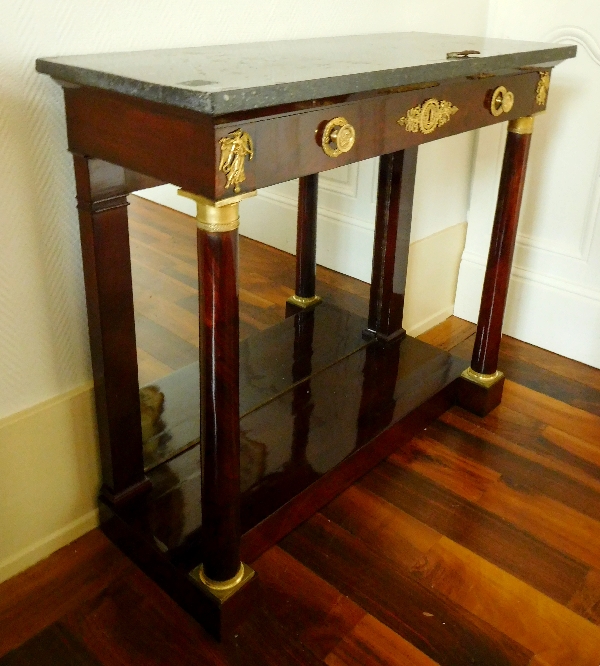 Mahogany & ormolu console, mercury mirror, French Empire period - early 19th century circa 1810