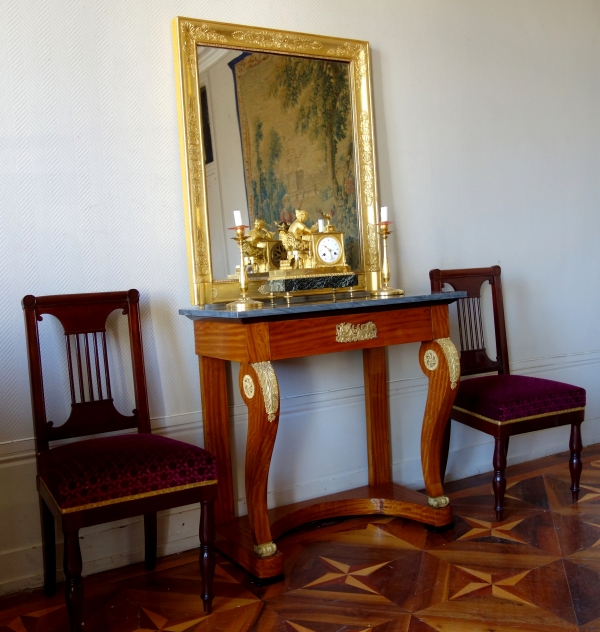 Empire lemon tree and ormolu console, Turquin blue marble on top, early 19th century circa 1820