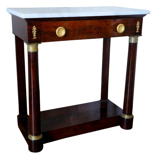 Small Empire mahogany console, mercury gilt bronze, early 19th century