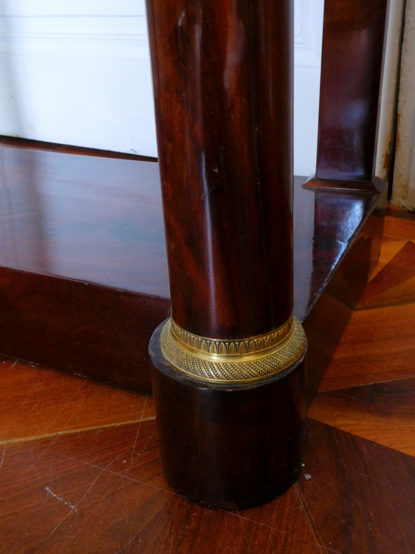 Small Empire mahogany console, mercury gilt bronze, early 19th century