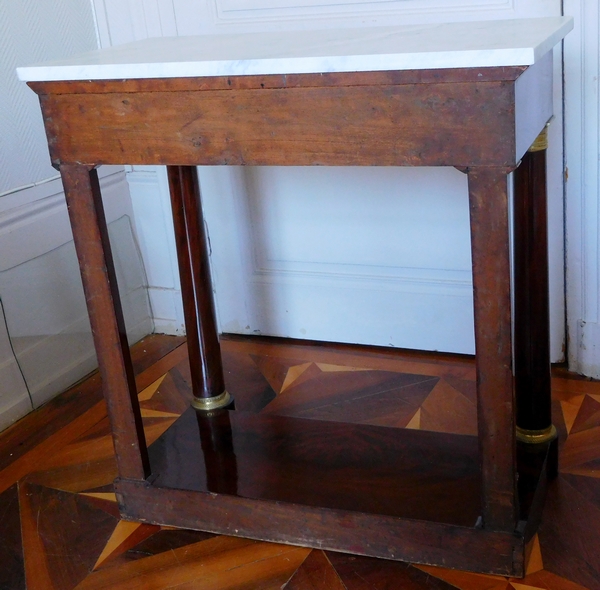 Petite console d'époque Empire Restauration en acajou, bronzes dorés au mercure