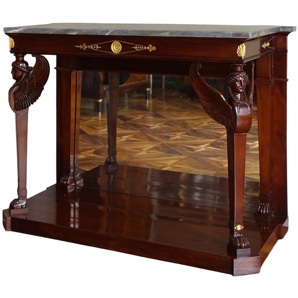 Empire mahogany console attributed to Molitor - mercury gilt bronzes
