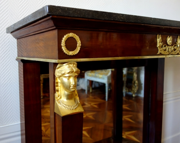 Console d'époque Consulat Empire en acajou et bronzes dorés au mercure - Retour d'Egypte