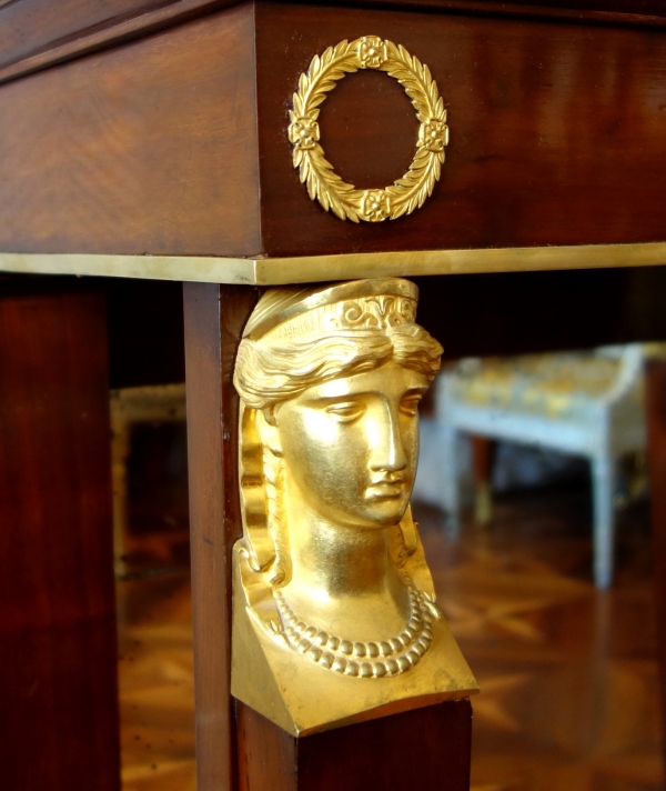 Console d'époque Consulat Empire en acajou et bronzes dorés au mercure - Retour d'Egypte