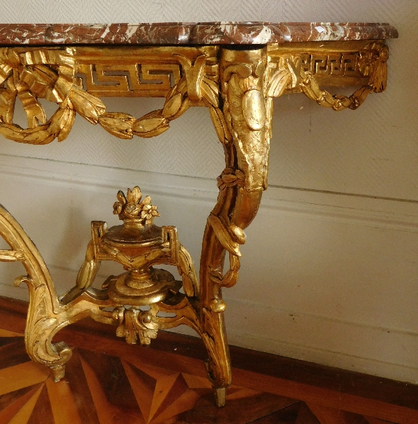 Louis XV Louis XVI Transition gilt wood console stamped Chollot - France, 18th century circa 1775