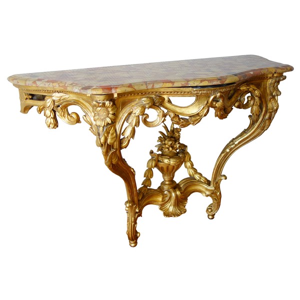 Console en bois doré d'époque Transition Louis XV - Louis XVI