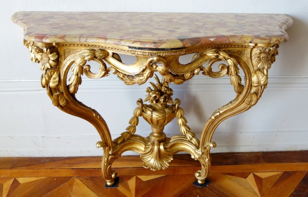 Console en bois doré d'époque Transition Louis XV - Louis XVI