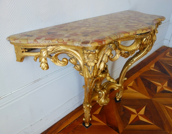 Console en bois doré d'époque Transition Louis XV - Louis XVI