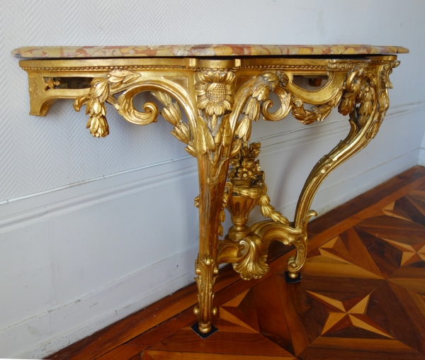 Console en bois doré d'époque Transition Louis XV - Louis XVI