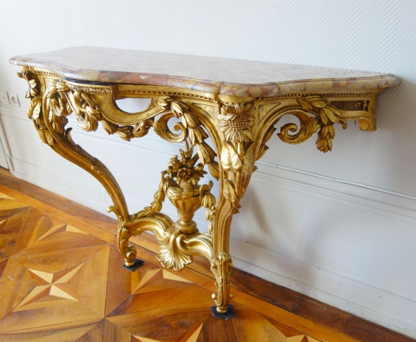 Console en bois doré d'époque Transition Louis XV - Louis XVI