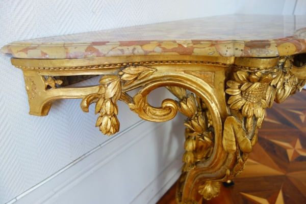 Console en bois doré d'époque Transition Louis XV - Louis XVI