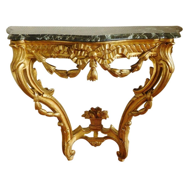 Console en bois sculpté et doré d’époque Transition Louis XV - Louis XVI, vers 1770