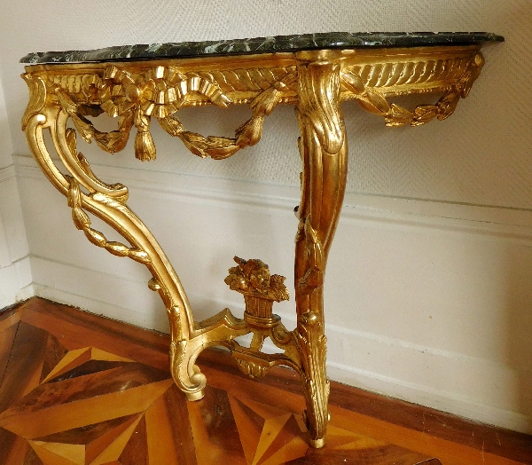 Console en bois sculpté et doré d’époque Transition Louis XV - Louis XVI, vers 1770