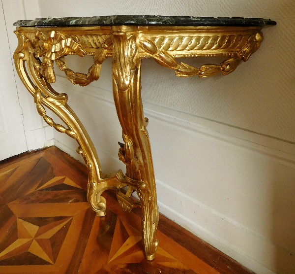 Console en bois sculpté et doré d’époque Transition Louis XV - Louis XVI, vers 1770