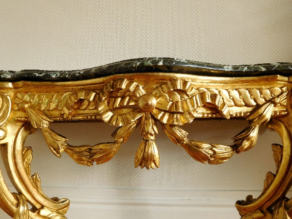 Console en bois sculpté et doré d’époque Transition Louis XV - Louis XVI, vers 1770