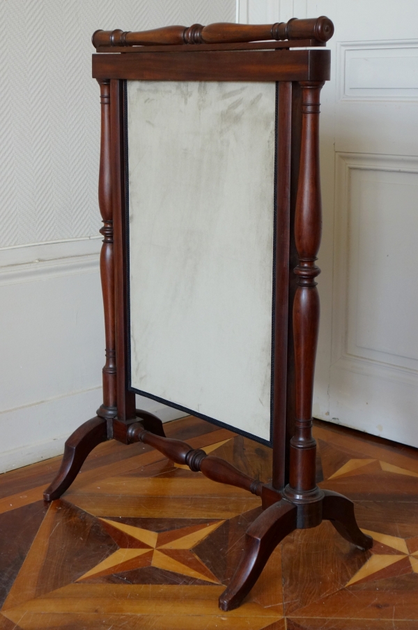 Mahogany Empire fire screen, early 19th century - attributed to Bellangé