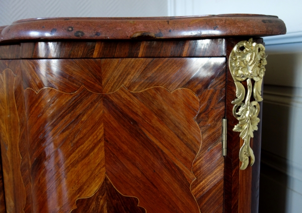 Louis XV rosewood & amaranth marquetry corner cupboard stamped Pierre Wattelin - 18th century