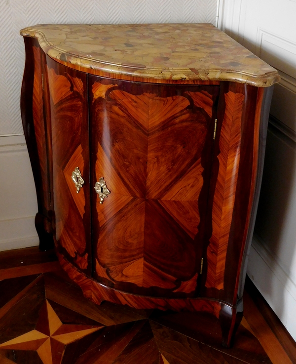 Nicolas Petit : Louis XV marquetry corner cupboard, 18th century