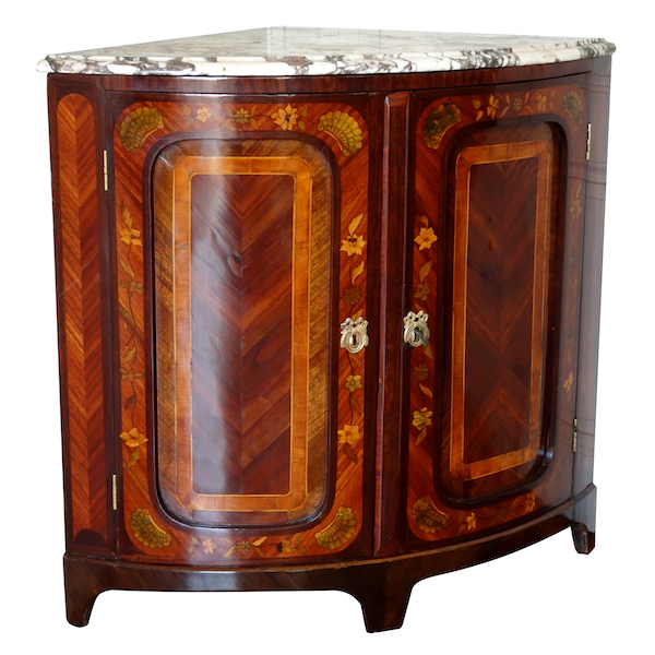 Louis XV rosewood marquetry corner cupboard - 18th century