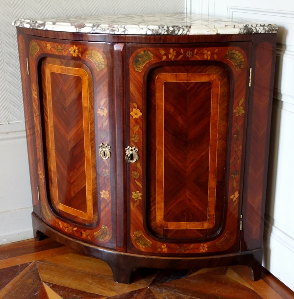 Louis XV rosewood marquetry corner cupboard - 18th century