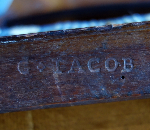 Georges Jacob - mahogany desk armchair, Louis XVI period - Directoire - horsehair cover