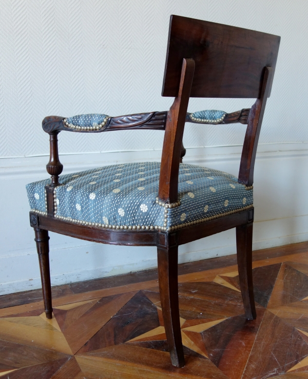 Georges Jacob - mahogany desk armchair, Louis XVI period - Directoire - horsehair cover