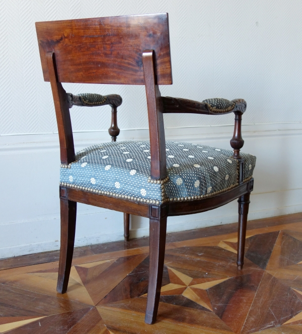 Georges Jacob - fauteuil de bureau d'époque Louis XVI - Directoire en acajou - couverture crin