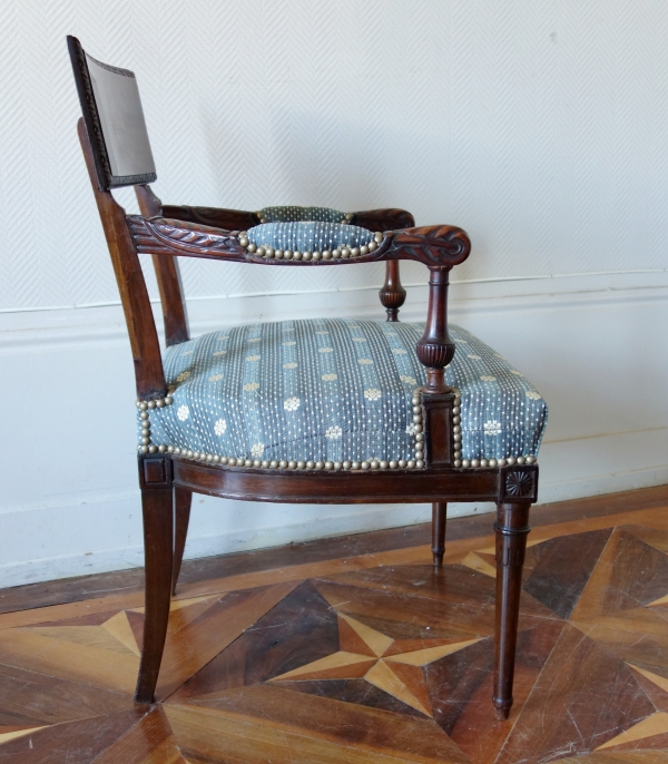 Georges Jacob - mahogany desk armchair, Louis XVI period - Directoire - horsehair cover