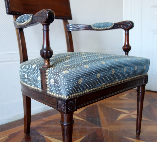 Georges Jacob - fauteuil de bureau d'époque Louis XVI - Directoire en acajou - couverture crin