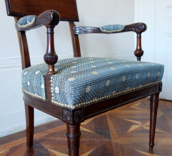 Georges Jacob - mahogany desk armchair, Louis XVI period - Directoire - horsehair cover