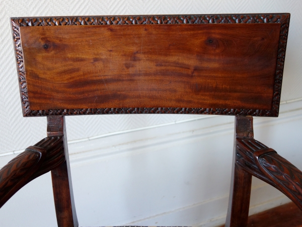 Georges Jacob - mahogany desk armchair, Louis XVI period - Directoire - horsehair cover