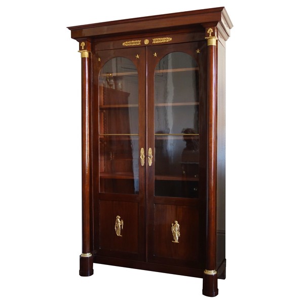 Tall Empire mahogany and ormolu book case, early 19th century