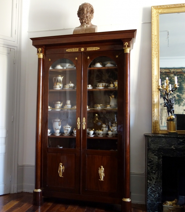 Tall Empire mahogany and ormolu book case, early 19th century