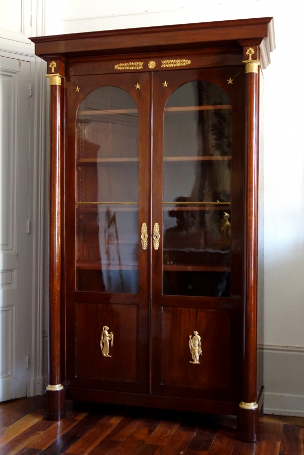 Tall Empire mahogany and ormolu book case, early 19th century