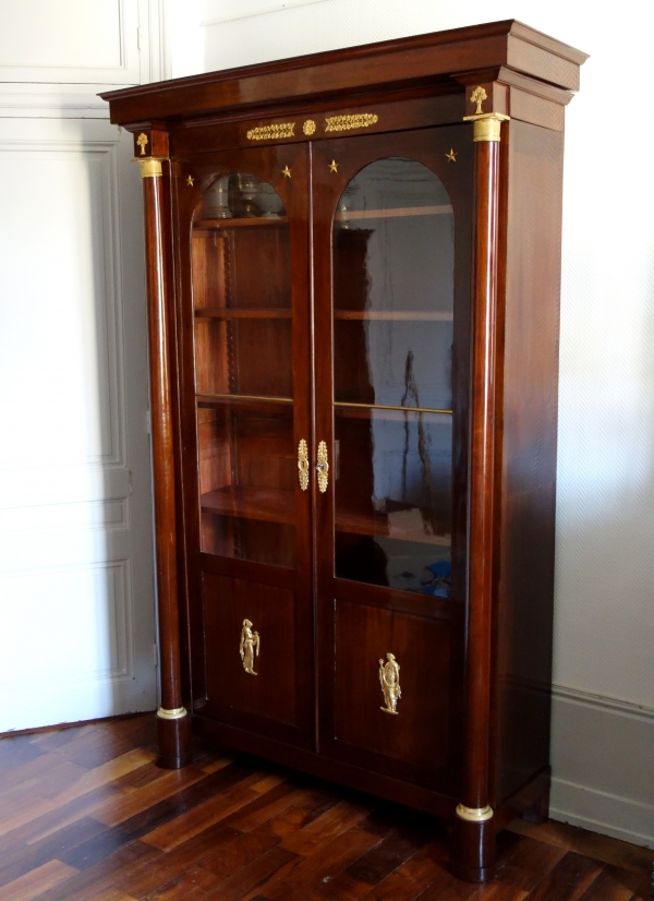 Tall Empire mahogany and ormolu book case, early 19th century