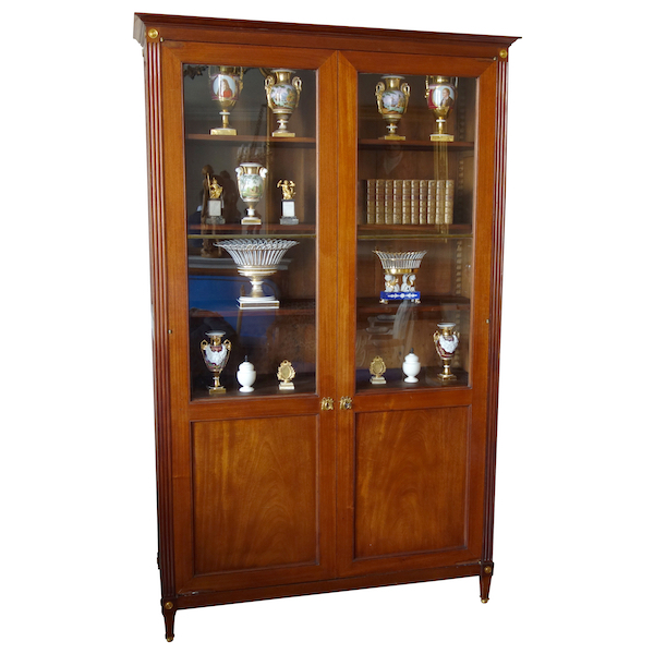 Large Louis XVI mahogany & ormolu bookcase or vitrine, late 18th century - 227cm x 141cm