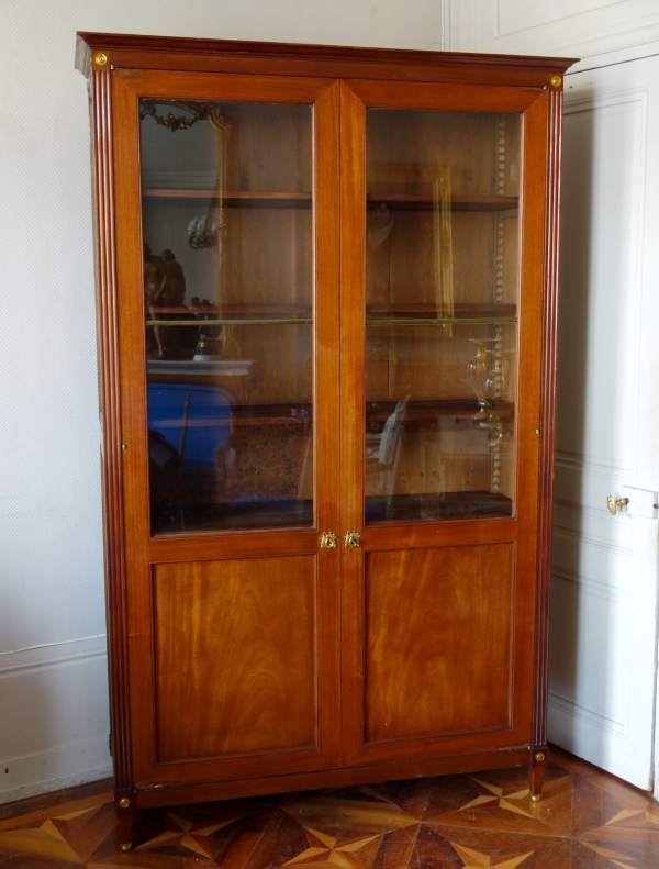 Large Louis XVI mahogany & ormolu bookcase or vitrine, late 18th century - 227cm x 141cm