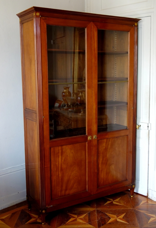 Large Louis XVI mahogany & ormolu bookcase or vitrine, late 18th century - 227cm x 141cm