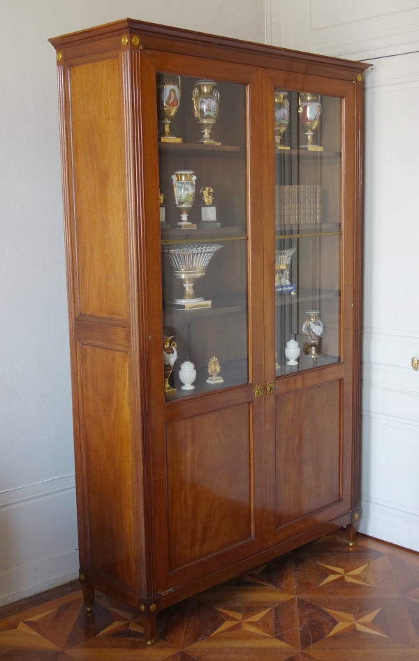 Large Louis XVI mahogany & ormolu bookcase or vitrine, late 18th century - 227cm x 141cm