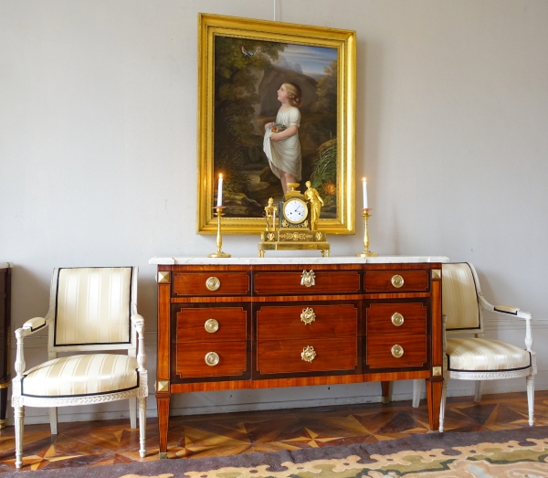 Large Louis XVI marquetry chest of drawers, late 18th century - 145,5cm