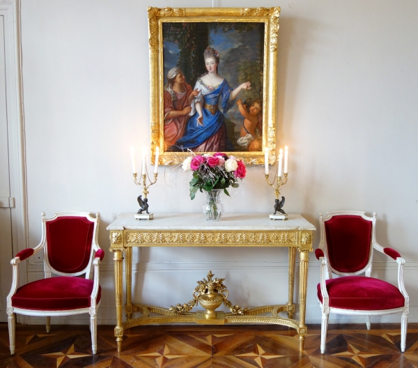 Large Louis XVI sculpted gilt wood console attributed to Georges Jacob, 18th century