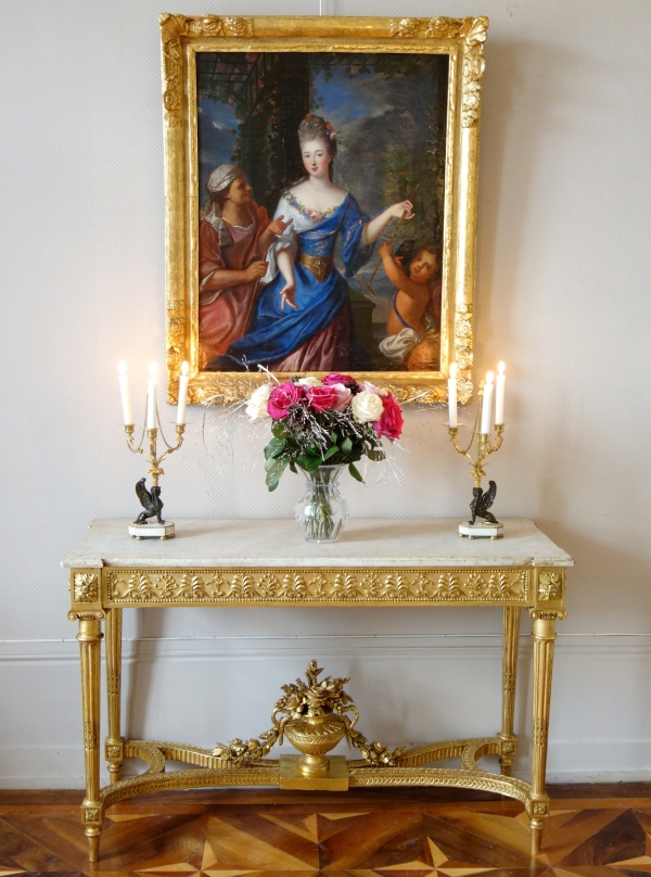 Large Louis XVI sculpted gilt wood console attributed to Georges Jacob, 18th century