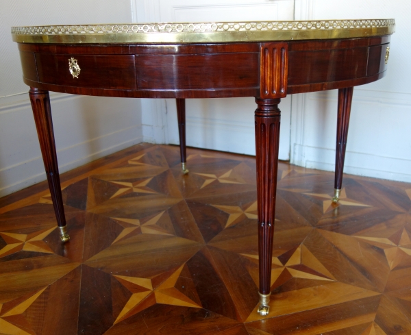 Louis XVI library table or large bouillotte table - mahogany & marble