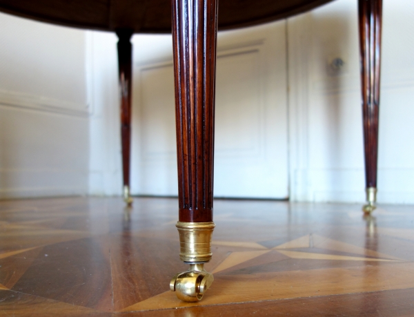 Louis XVI library table or large bouillotte table - mahogany & marble