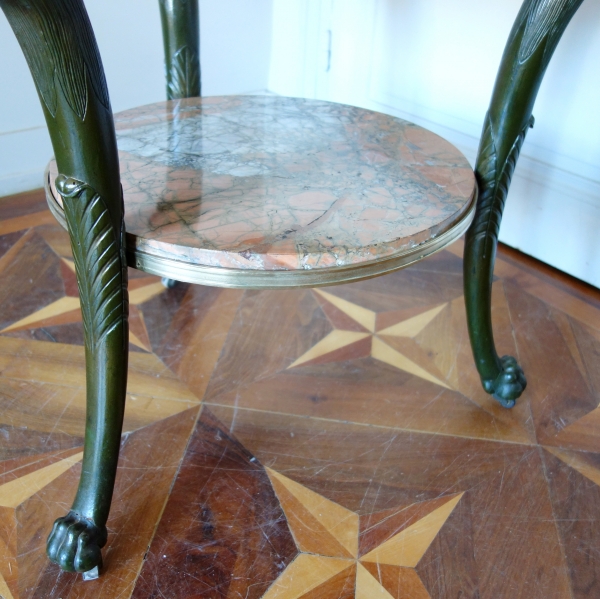 Late 18th century mahogany and pink marble pedestal table in the taste of Molitor