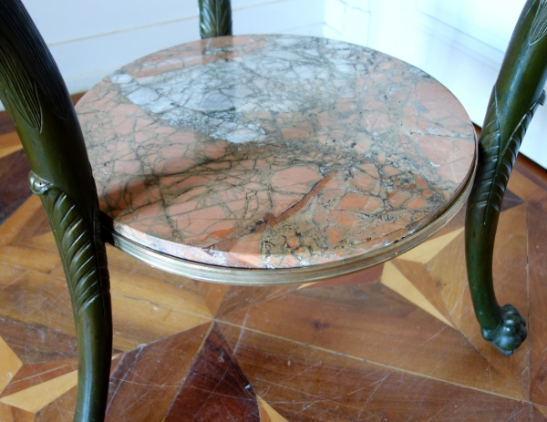 Late 18th century mahogany and pink marble pedestal table in the taste of Molitor