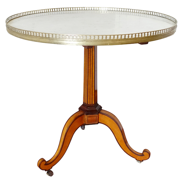 Louis XVI lemon tree and mahogany marquetry pedestal table, late 18th century circa 1790