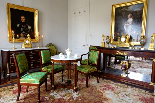 Empire mahogany and ormolu pedestal table attributed to Sebastien Youf